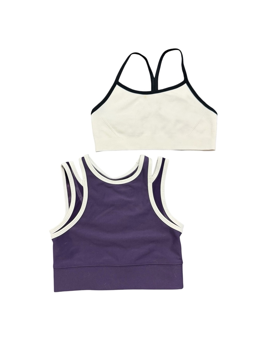 Old Navy Active Girls M 8 Sports Bra Crop Top 2pc Bundle Purple White
